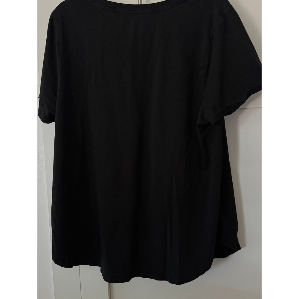 Ava & Viv Womens 1X Black Scoop Neck Short Sleeve Cotton Modal Stretch Tee Shirt - Picture 8 of 8